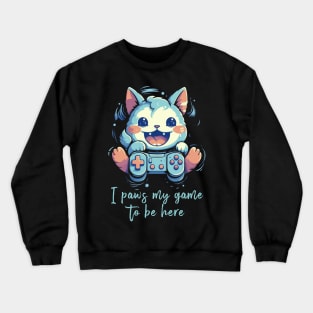 I Paws My Game Cat Gamer Gifts Funny Pun Gaming Cat Gamer Crewneck Sweatshirt